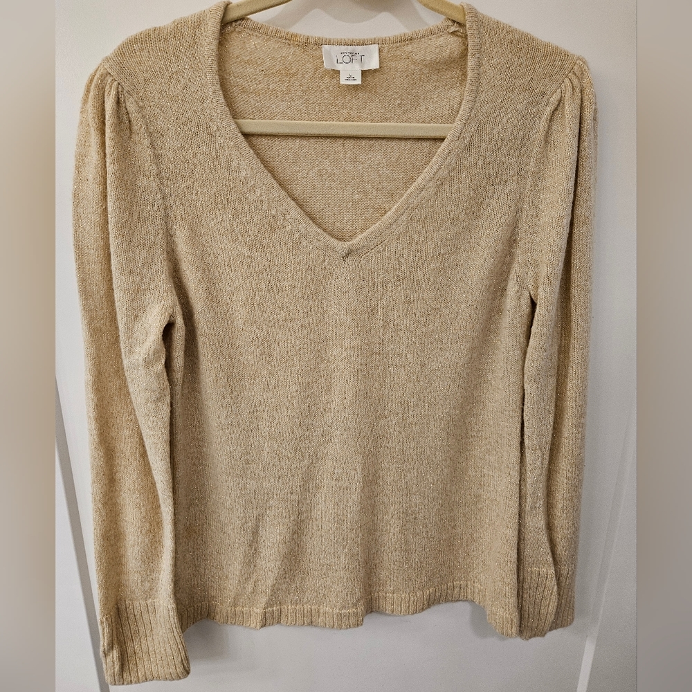 NWOT - Gold Metallic Threaded Loft Gold Colored Sweater - Size L